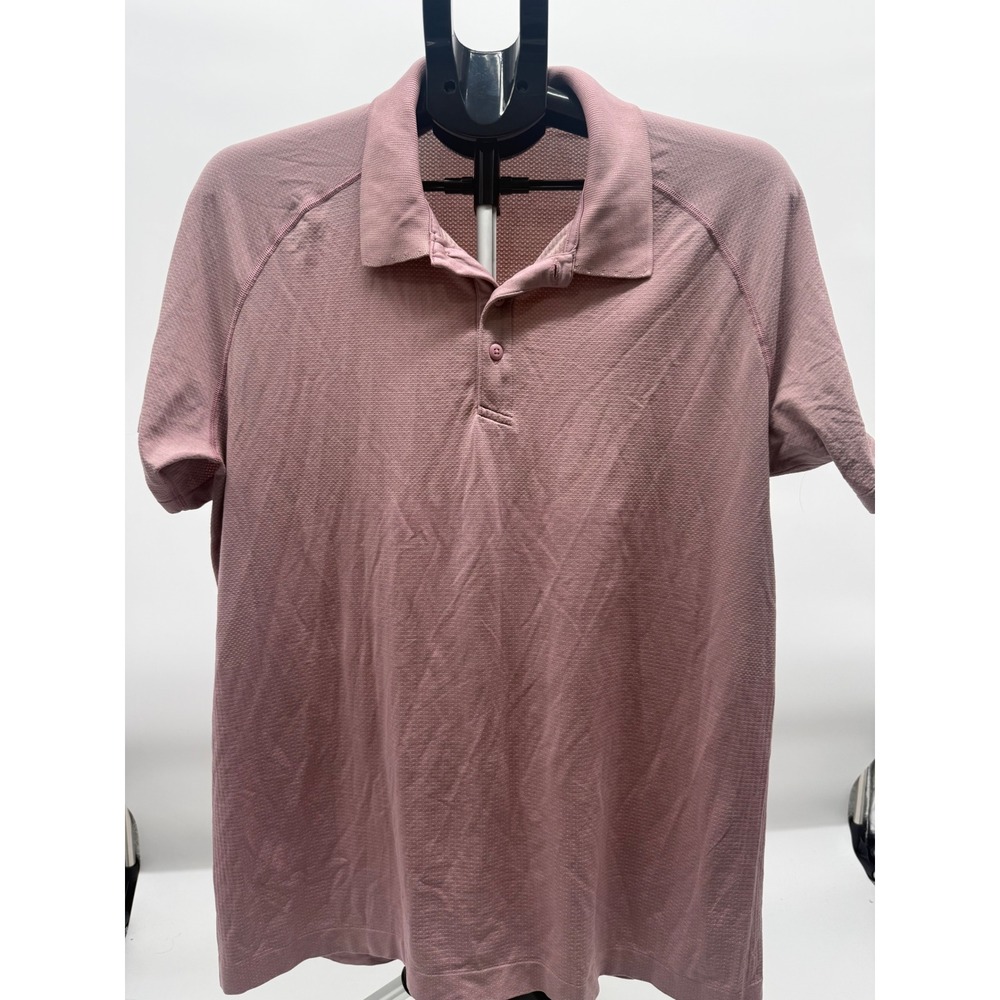 Lululemon Metal Vent Tech Polo Shirt Mens XL Mauve Pink Short Sleeve Athletic